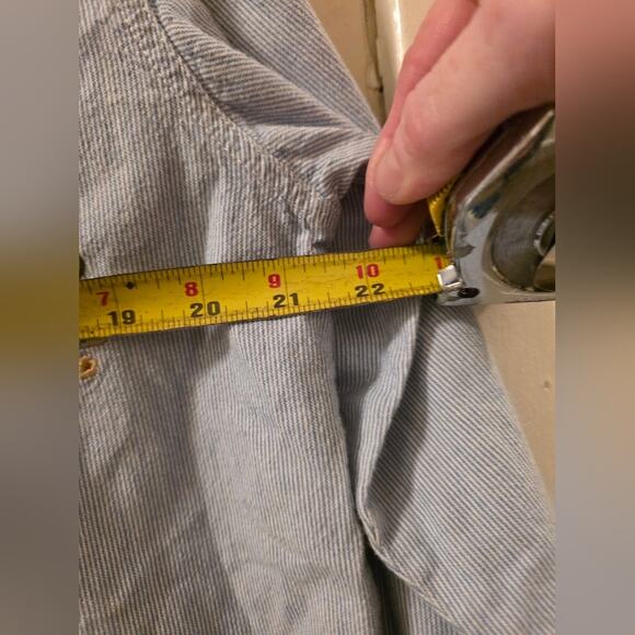 Vtg 90s Womens Floral Embroidered Stripped Denim Shirt Button Down Size M Boho - Picture 5 of 7